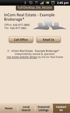 Mobile Website: Real Estate Agent Contact Info Mobile Website: Real Estate Agent Contact Information