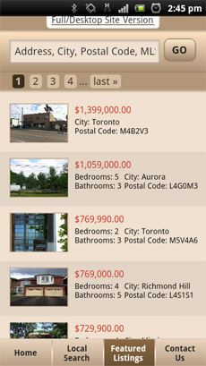 Mobile Website: Property Listings Mobile Website: Property Listings